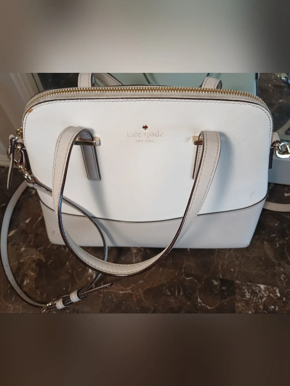 Kate Spade Cream Saffiano Leather Dome Satchel